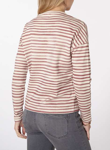 **Only Red And White Stripe Heart Pocket Sweatshirt